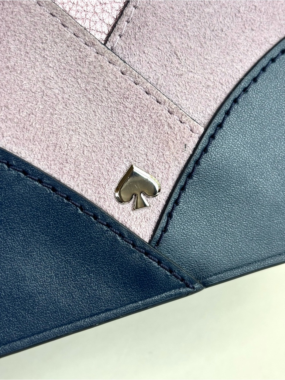Kate Spade Nadine Patchwork Pink, Navy, Mauve Suede Leather Crossbody Bag - Picture 5 of 12